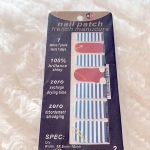 Nail Patch French Manicure w/Nautical-Themed Design (anchors and stripes)